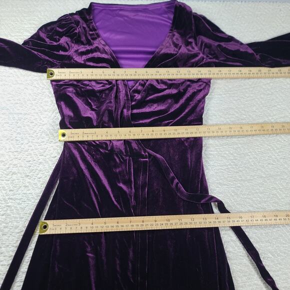Velvet Maxi wrap Prom Bridesmaid dress Purple Witchy vibes High slit Formal - Picture 6 of 13
